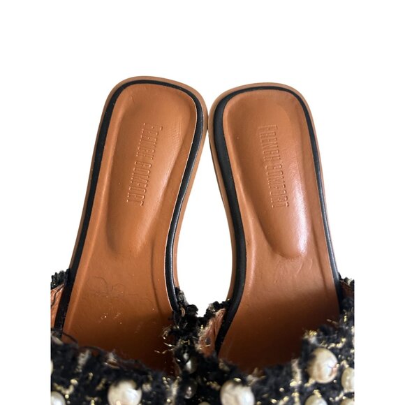 FRENCH COMFORT Black Pearl Boucle Slide Sandals Sz 38 / US 8  NEW NWOT - Picture 4 of 6